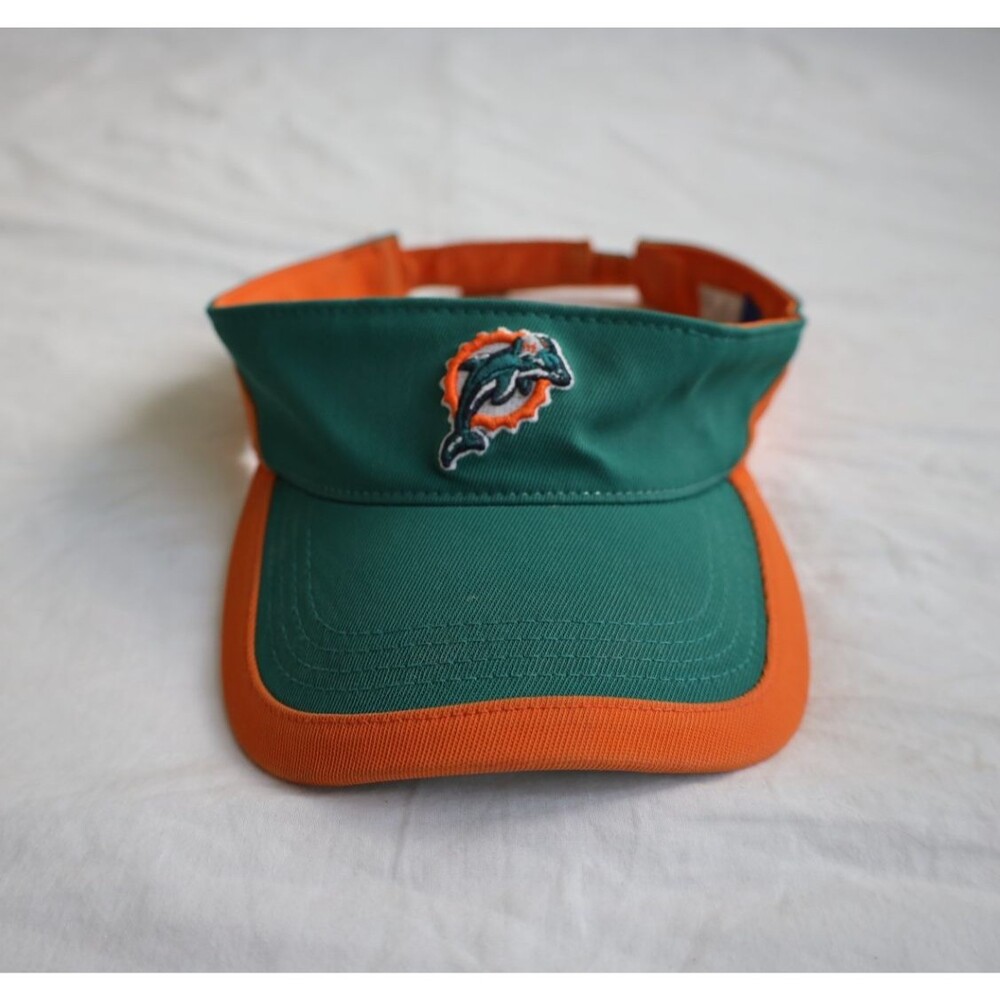 Vintage Miami Dolphins Reebok NFL On Field Visor Hat Adjustable Aqua Orange OSFA